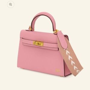 Lily & Bean Hettie Mini Bag - Blush Pink with no initials and Patterned Strap